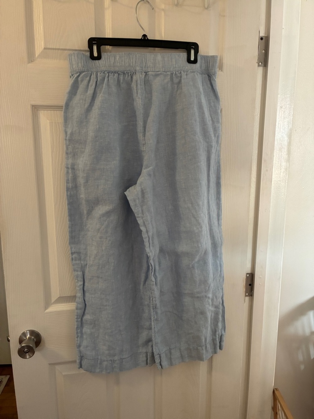 Tahari Light Blue Linen Elastic Waist Pants - Picture 3 of 6